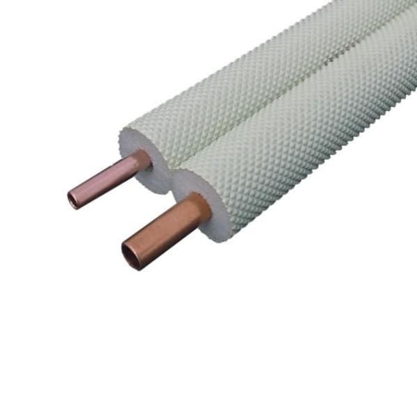 Rollo de tubería de cobre aislada 45M 1/4x3/8 para aire acondicionado con aislamiento térmico blanco, sin fondo
